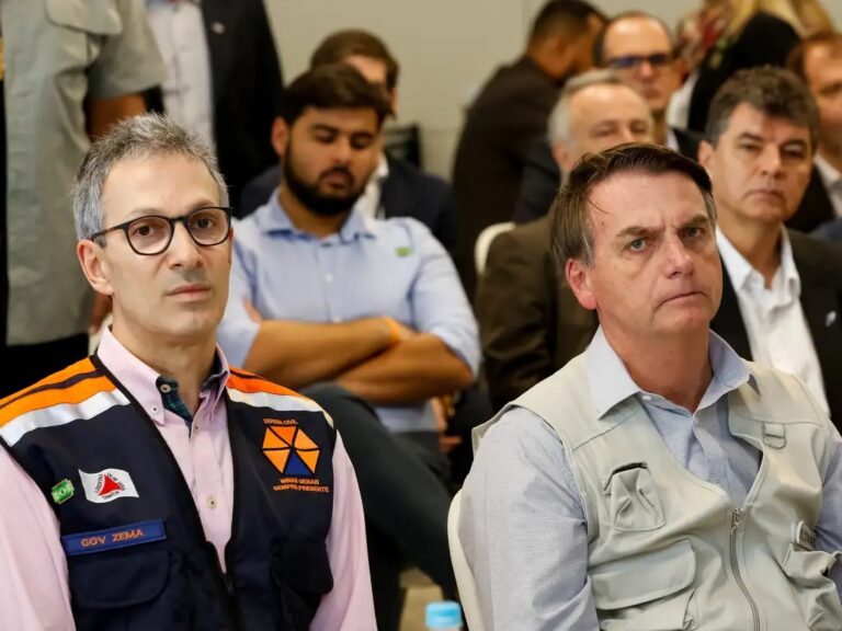 O governador de Minas Gerais, Romeu Zema e o presidente da República, Jair Bolsonaro, durante encontro de trabalho em Belo Horizonte
