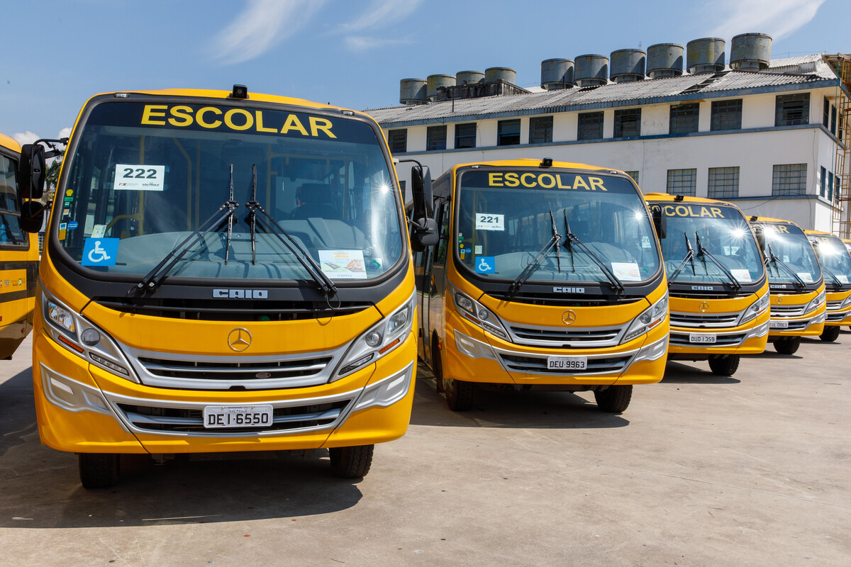 Ônibus escolares, transporte escolar