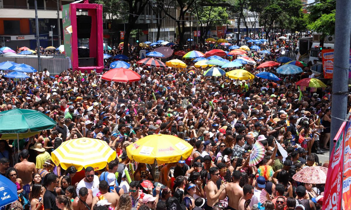 Foto mostra foliões no Carnaval de BH