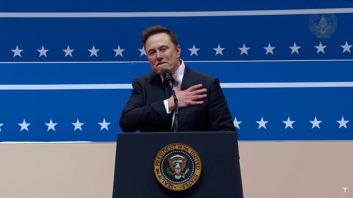 Elon Musk em discurso na posse de Trump