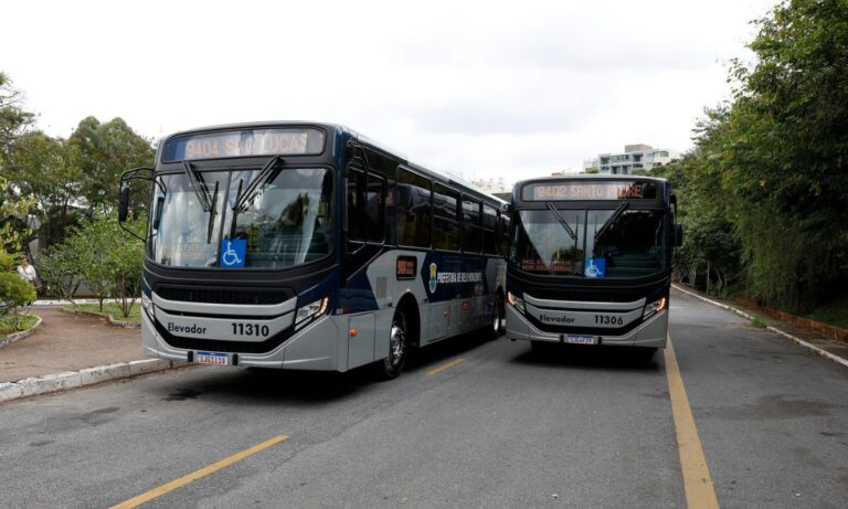 Foto mostra ônibus que circulam em BH