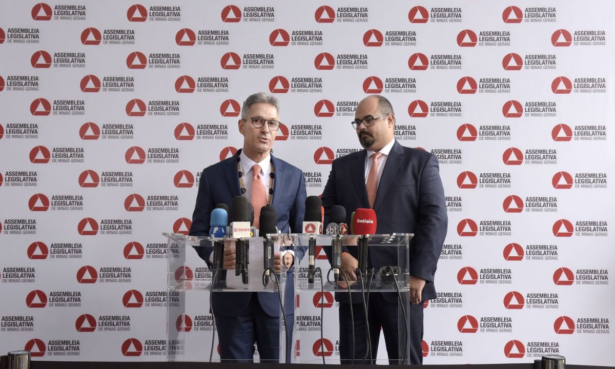 O governador Romeu Zema e o vice, Mateus Simões