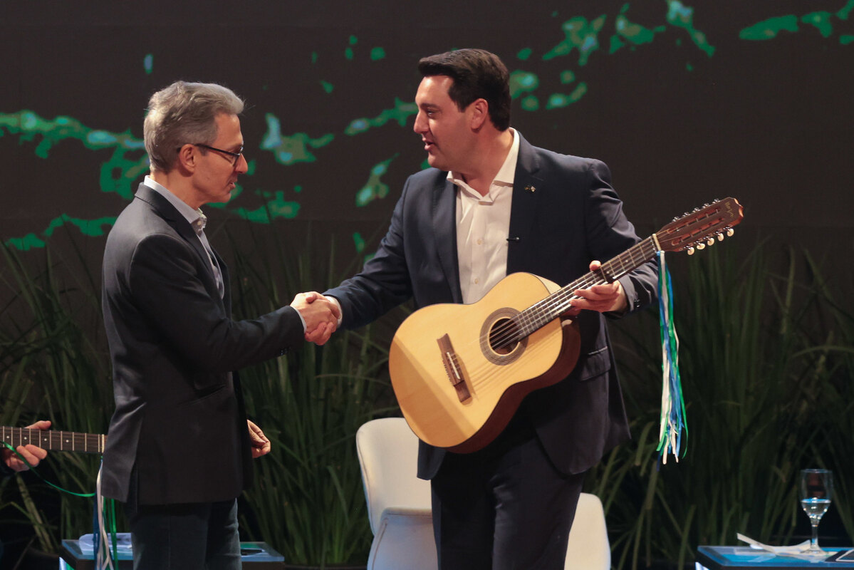 Romeu Zema e Ratinho Junior em evento do COSUD em 19 de agosto de 2025