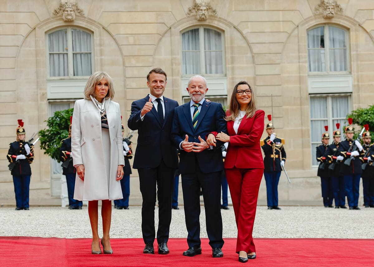 Brigitte Macron, Emmanuel Macron, Lula e Janja em Paris