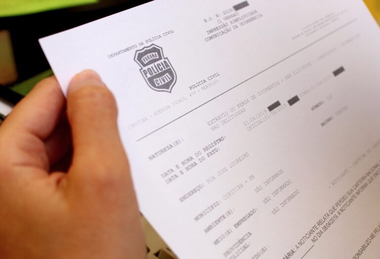 Boletim de ocorrência. B.O.