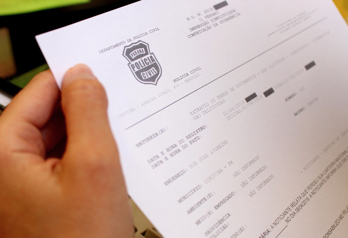 Boletim de ocorrência. B.O.