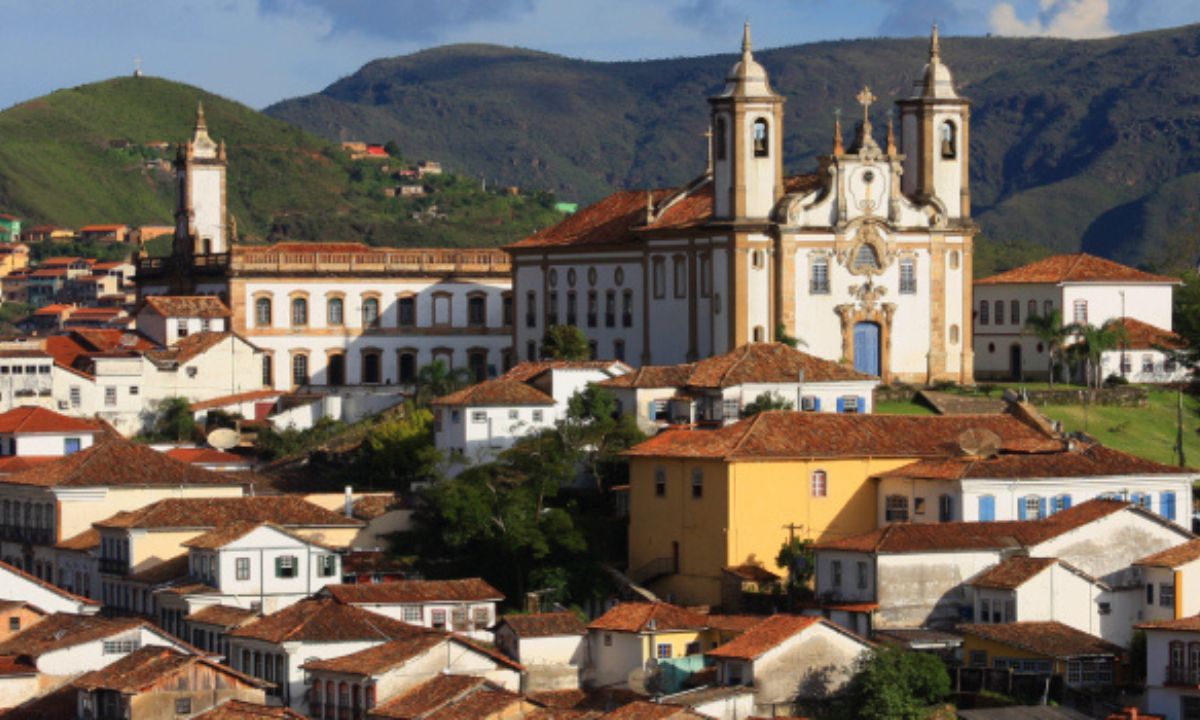 Vista aérea de Ouro Preto, cidade localizada na região Central de Minas Gerais