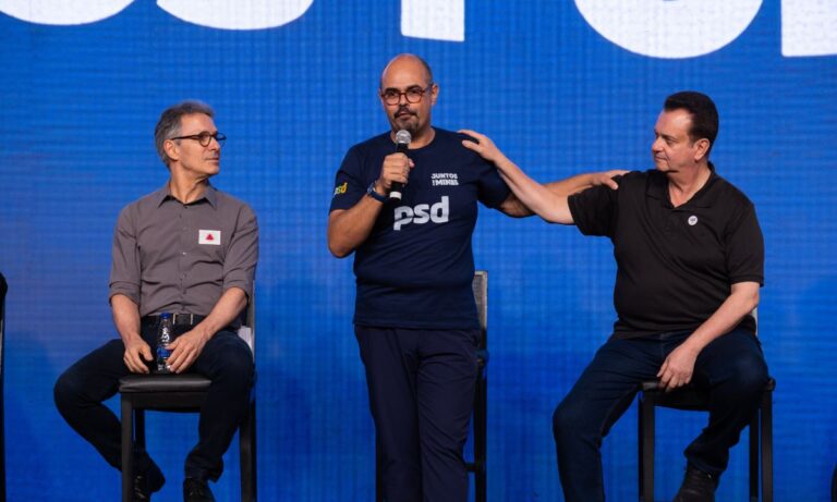 Romeu Zema, Mateus Simões e Gilberto Kassab