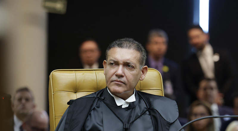 O ministro Nunes Marques durante julgamento do STF