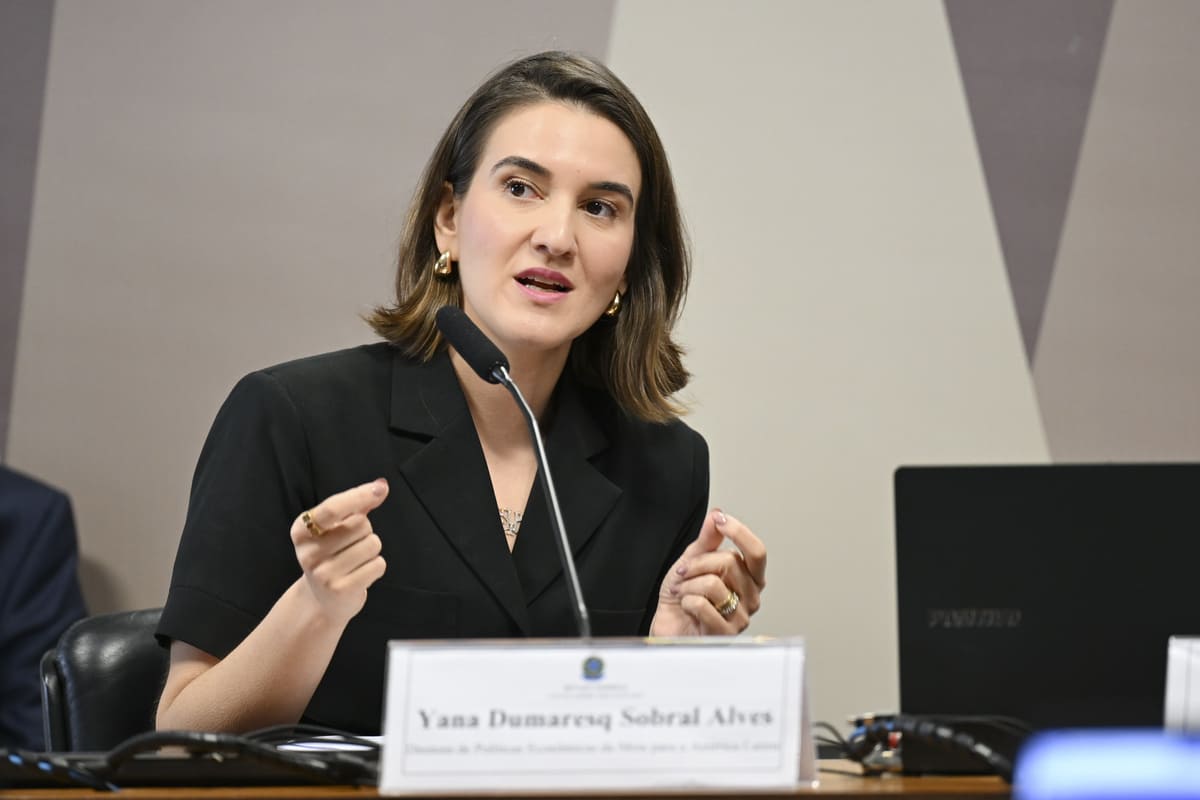 Diretora de Políticas Econômicas da Meta para a América Latina, Yana Dumaresq Sobral Alves. na CPI do Crime Organizado