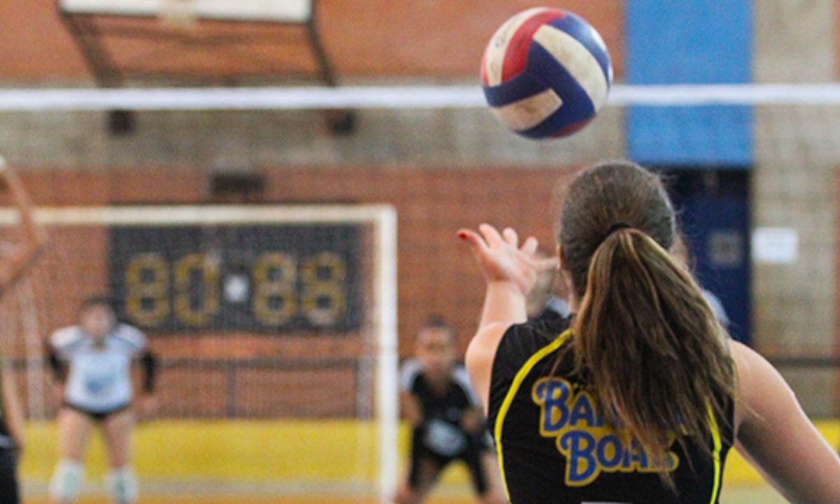 Mulher com bola de vôlei