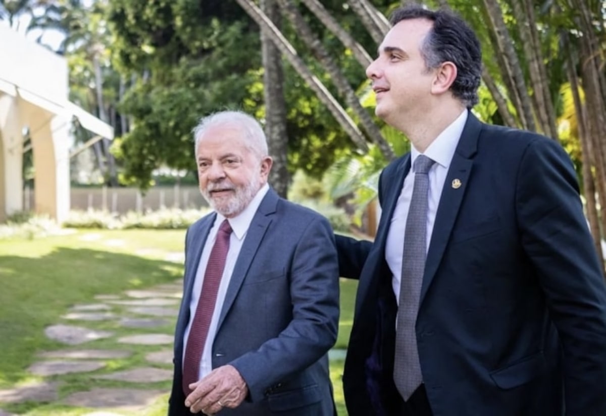 O presidente Luiz Inácio Lula da Silva e o senador Rodrigo Pacheco