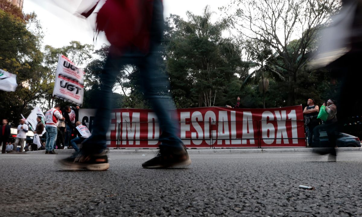 Protesto contra a escala 6x1 em São Paulo.