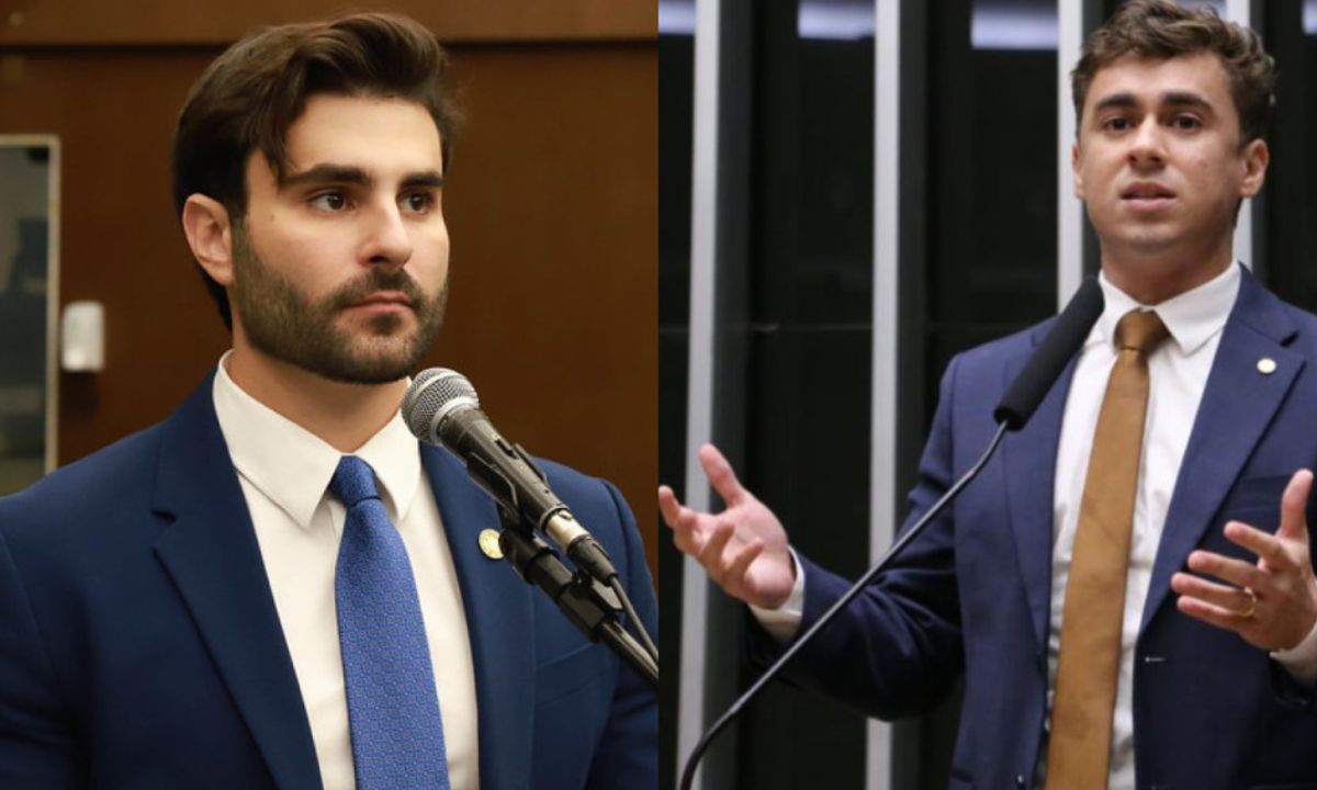 Pedro Rousseff (PT) à esquerda; Nikolas Ferreira (PL-MG) à direita