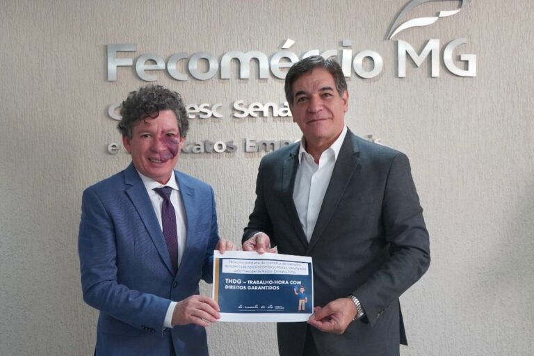 Na foto, o deputado federal Reginaldo Lopes e o presidente da Fecomércio de Minas, Nadim Donato