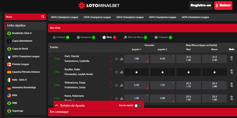 A plataforma Lotominas.bet em sua página dedicada às apostas esportivas