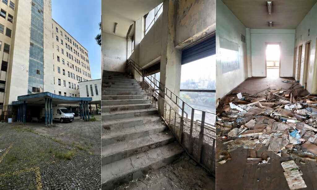 Fotos que integram o relatório de vistoria técnica da Superintendência do Patrimônio da União (SPU) mostram as condições do antigo complexo da Escola de Engenharia da UFMG.