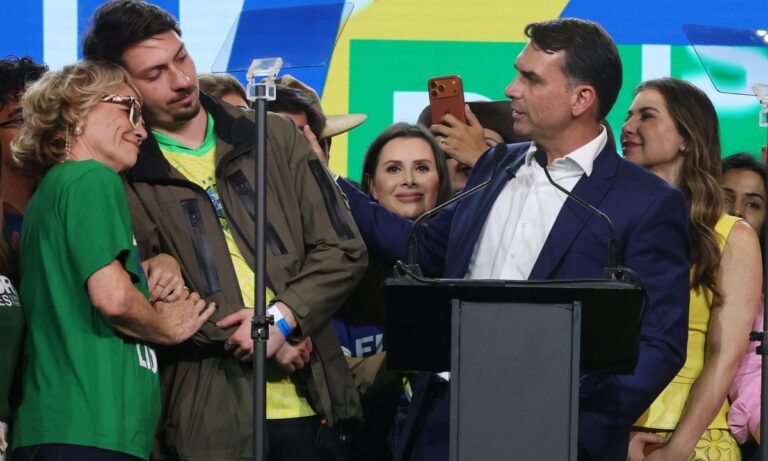 O candidato do PL a presidente, Flávio Bolsonaro