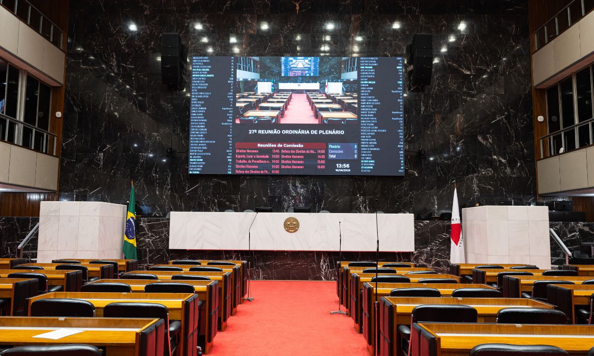 Plenário vazio da Assembleia Legislativa de Minas Gerais (ALMG)